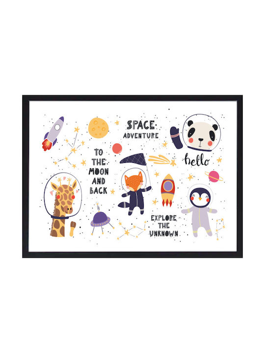 Walls Kids Wall Art Animals in Space with Black...
