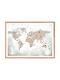 Walls Kids Wall Art World Map Flags Wooden 70x50cm