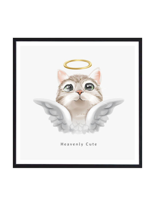 Walls Kids Wall Art Angelic Kitten with Black Frame 30x30cm Walls-103540-02-10-030-030