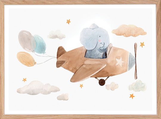 Walls Детска Рамка Слонче Самолет От Дърво 40x30см