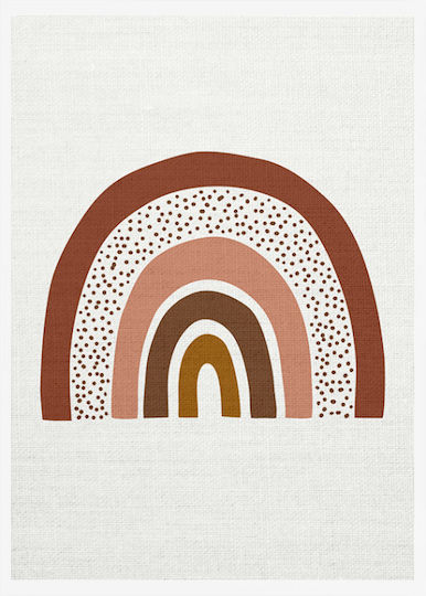 Walls Kids Wall Art Rustic Rainbow with White Frame on Canvas 20x30cm