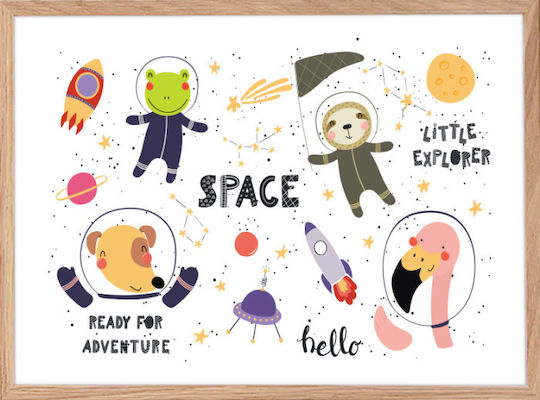 Walls Детска Рамка Animals In Space от Дърво 20x15см