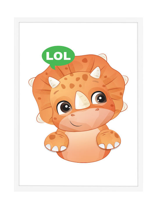 Walls Kids Wall Art Framed Orange Dinosaur with...