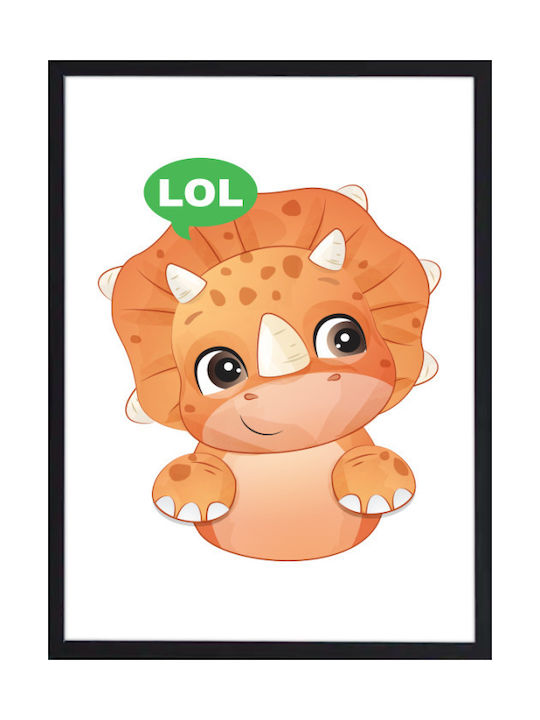 Walls Kids Wall Art Framed Orange Dinosaur with...