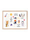 Walls Kids Wall Art Animals in Space Wooden Frame 30x20cm