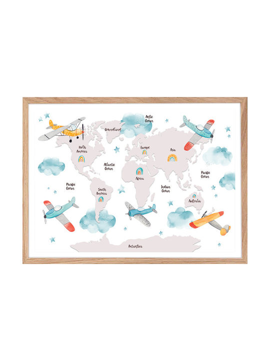 Walls Kids Wall Art World Map Airplanes Wooden ...