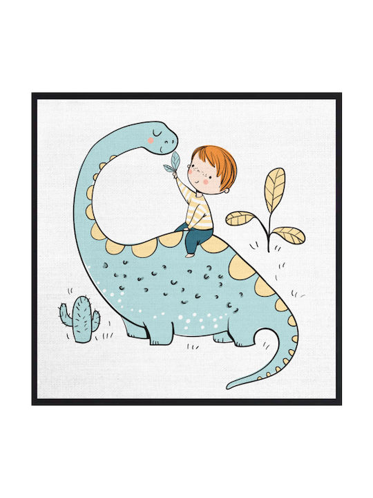 Walls Kids Wall Art Framed Dinosaur Boy on Canv...