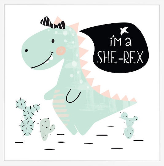 Walls Детска Рамка She-rex с Бяла Рамка от Дърво 60x60бр
