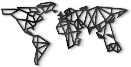 Walls 3D Decorațiune Pentru Perete Siluetă Harta Polygonală World Din Lemn 80x40cm