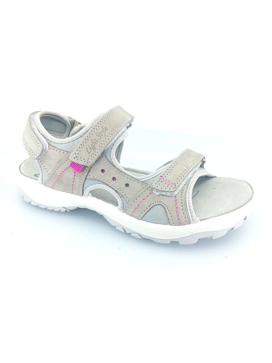 Imac Leather Women's Flat Sandals Anatomic in Gray Color