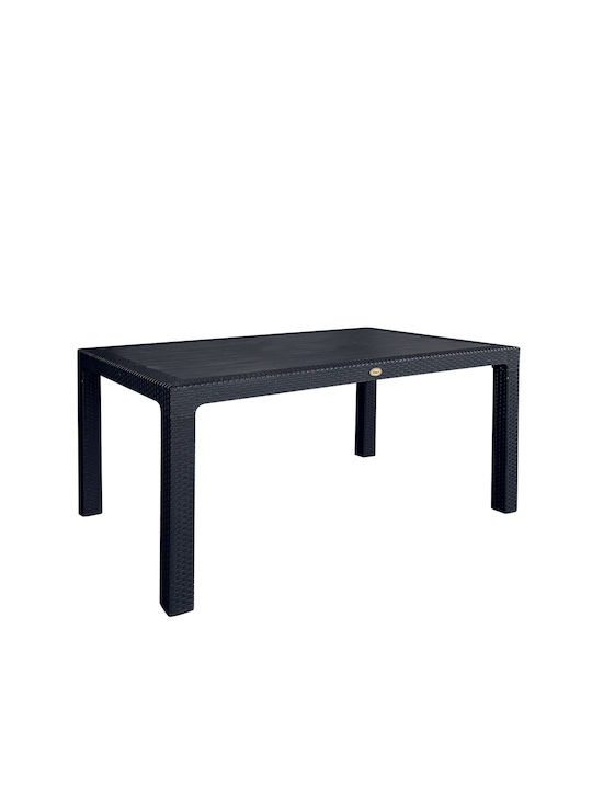 Τραπέζι Εξωτερικού Χώρου από Πολυπροπυλένιο Eco Μαύρο 90x150εκ.