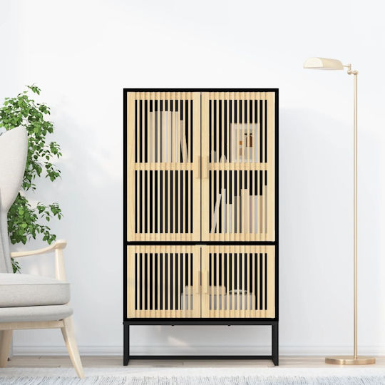 Βιβλιοθήκη Μαύρη 70x35x125εκ.