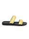 Leather Women's Flat Sandals in Gold Color