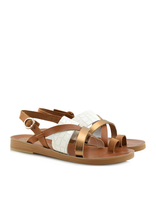 Ateneo Leather Women's Sandals with Ankle Strap Multicolour
