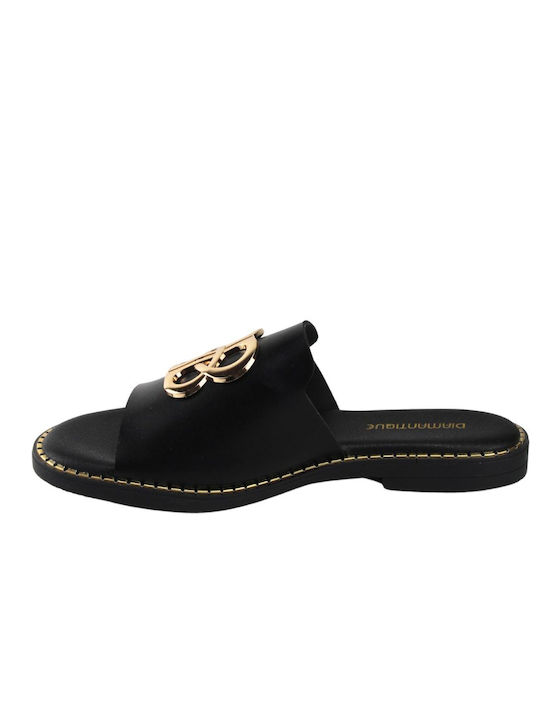 Diamantique Women's Flat Sandals in Black Color