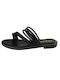 Diamantique Women's Flat Sandals in Black Color