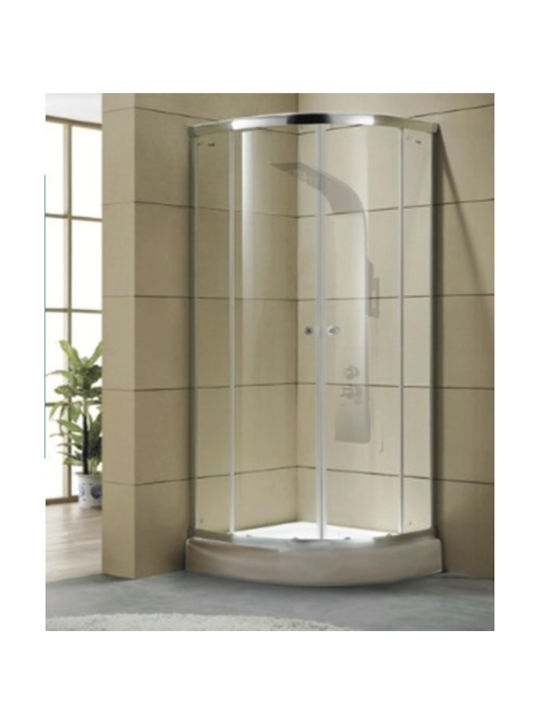 Drop Καμπίνα Ντουζιέρας Ημικυκλική με Συρόμενη Πόρτα 90x90x180cm Clear Glass