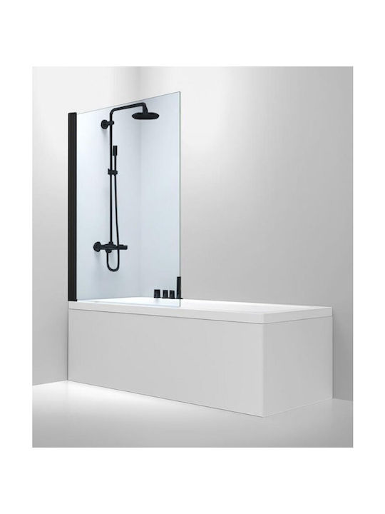 Sparke Duschwand Badewanne mit Schieben Tür 80x140cm Sauberes Glas Schwarz