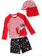 Babykids Costum de baie pentru copii Set cu pălărie Roșu