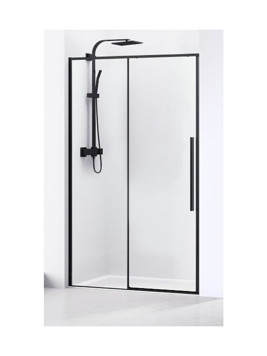 Sparke Duschwand für Dusche mit Aufklappbar Tür 100x200cm Sauberes Glas Schwarz