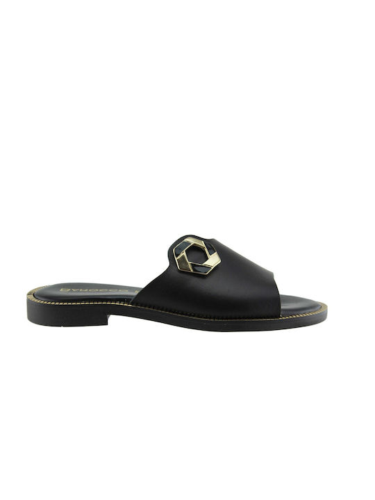 Barocco Venus Women's Flat Sandals in Black Color