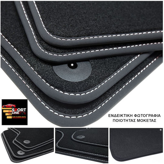 Covorașe Honda HR-V 5 Uși 1999-2006 Linie Sport Negru Cu Cusături Albe Broderie Albă HR-V Set de 4 Bucăți