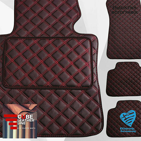 Honda CR-Z 2010-2016 Technoleather Cube Negru cu Cusături Roșii Broderie Roșie Honda Set 2 buc