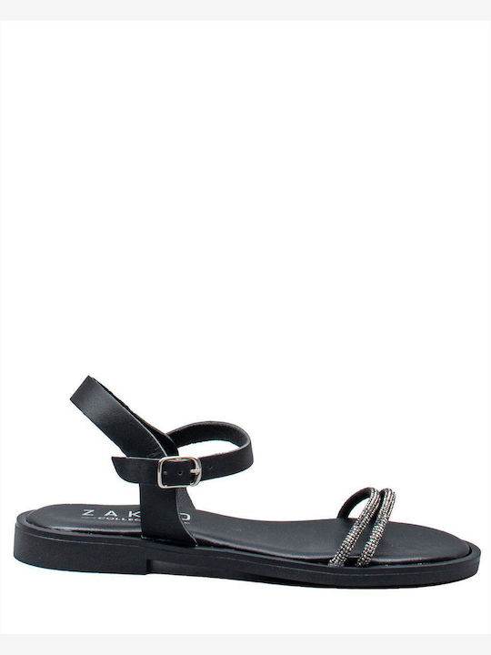 Zakro Collection Women's Flat Sandals in Black Color