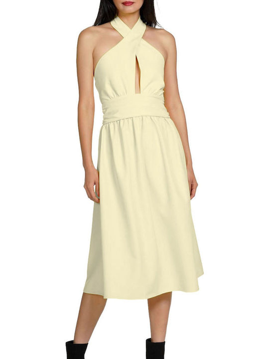 Sommer Midi Abendkleid Beige