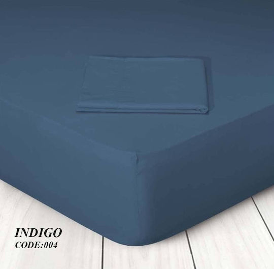 Marwa Cearșaf Super dublu cu Elastic 160x200+30cm. Monocrom Albastru