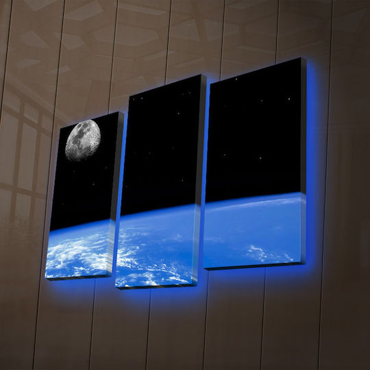 Threefold Painting on Canvas with LED Lighting 45x45cm