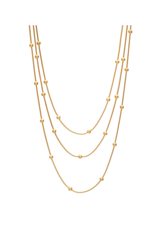 Necklace Triple from Gold Plated Steel