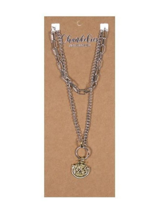 Chandelier Double Necklace Made Of Gold Plated Silver