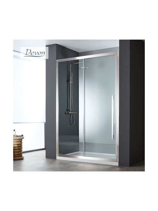 Devon Shower Screen for Shower with Sliding Door 128-131x200cm Clean Glass Inox