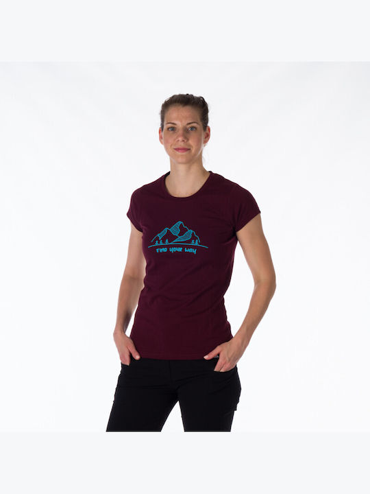 Northfinder Γυναικείο Αθλητικό T-shirt Μπορντό