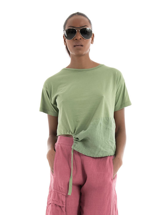 Deha Women's Summer Blouse Short Sleeve Green