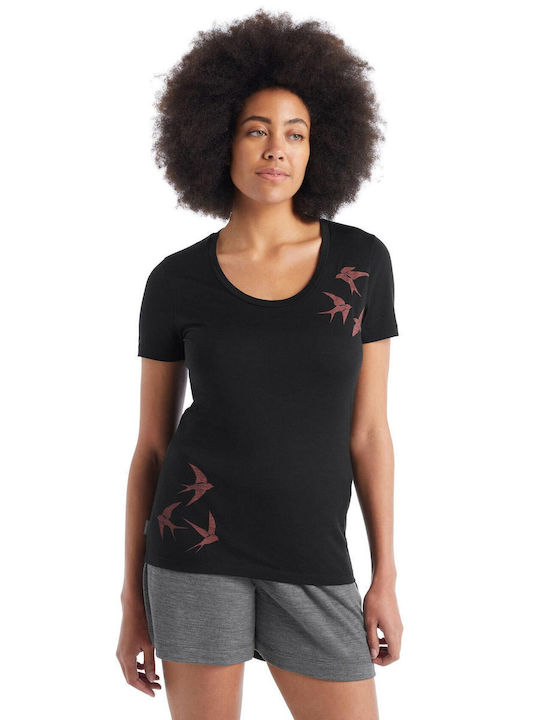 Icebreaker Γυναικείο Αθλητικό T-shirt Μαύρο