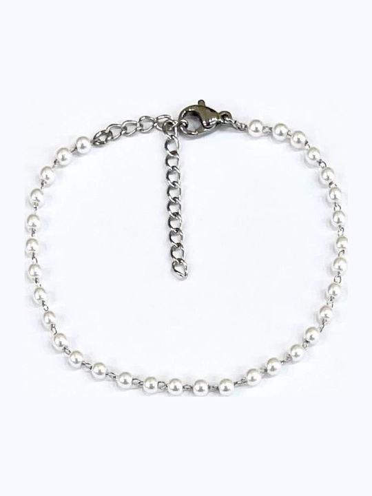 Kostibas Fashion Women's Bracelet made of Steel with Pearls