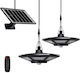 GDPLUS Set of 2 Hanging Solar Lights Street 7W 1000lm Cold White 6000K with Motion Sensor and Remote Control IP65