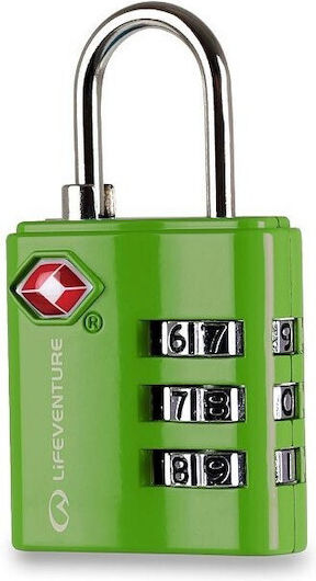 Lifeventure Combi Locks Stahl Vorhängeschloss Messing Kombination mit TSA-Zertifizierung 15mm Green 1Stück