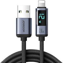 Joyroom S-AL012A16 Braided / LED USB-A to Lightning Cable Μαύρο 1.2m