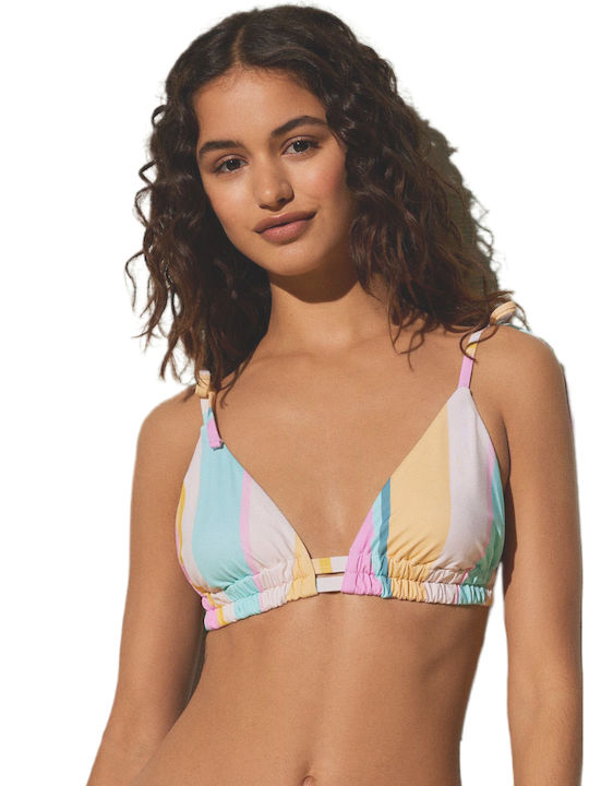 Ysabel Mora Triangle Bikini Top Multicolour Striped