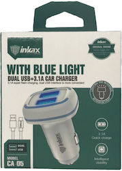 Inkax CA-05 Car Charger with Ports 2xUSB-A and Cable Type-C Inkax CA-05 Car Charger with Ports 2xUSB-A and Cable Type-C