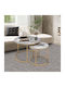 Rund Satztisch-Set Gary Holz Beige Marble effect 2Stück B65xT65xH44cm