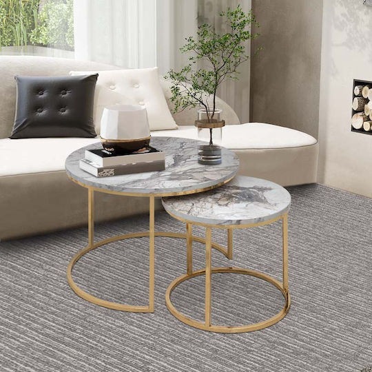 Set Zigon Gary 2buc L65xW65xH44cm. Beige Marble effect