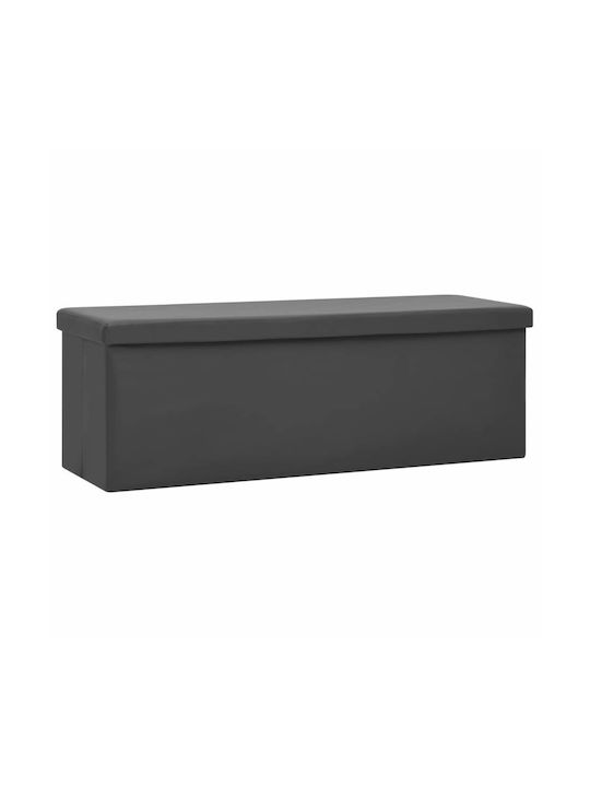 Stool Bench Stool Collapsible With Storage Space Upholstered with Fabric Gray 110x38x38cm