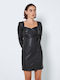 Rochie Mini Piele Wrap-Around Neagră