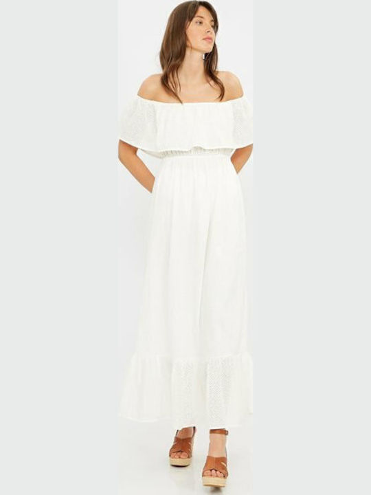 Sommer Maxi Kleid mit Rüschen Weiß