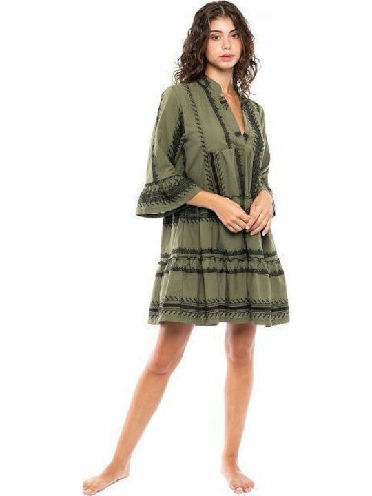 Pink Label Rochie Scurtă De Plajă Pentru Femei Verde