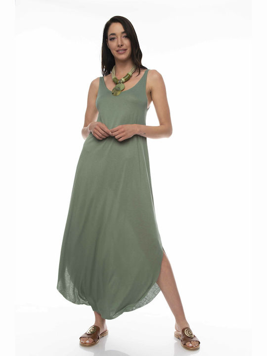 Raffaella Collection Summer Maxi Dress with Slit Green